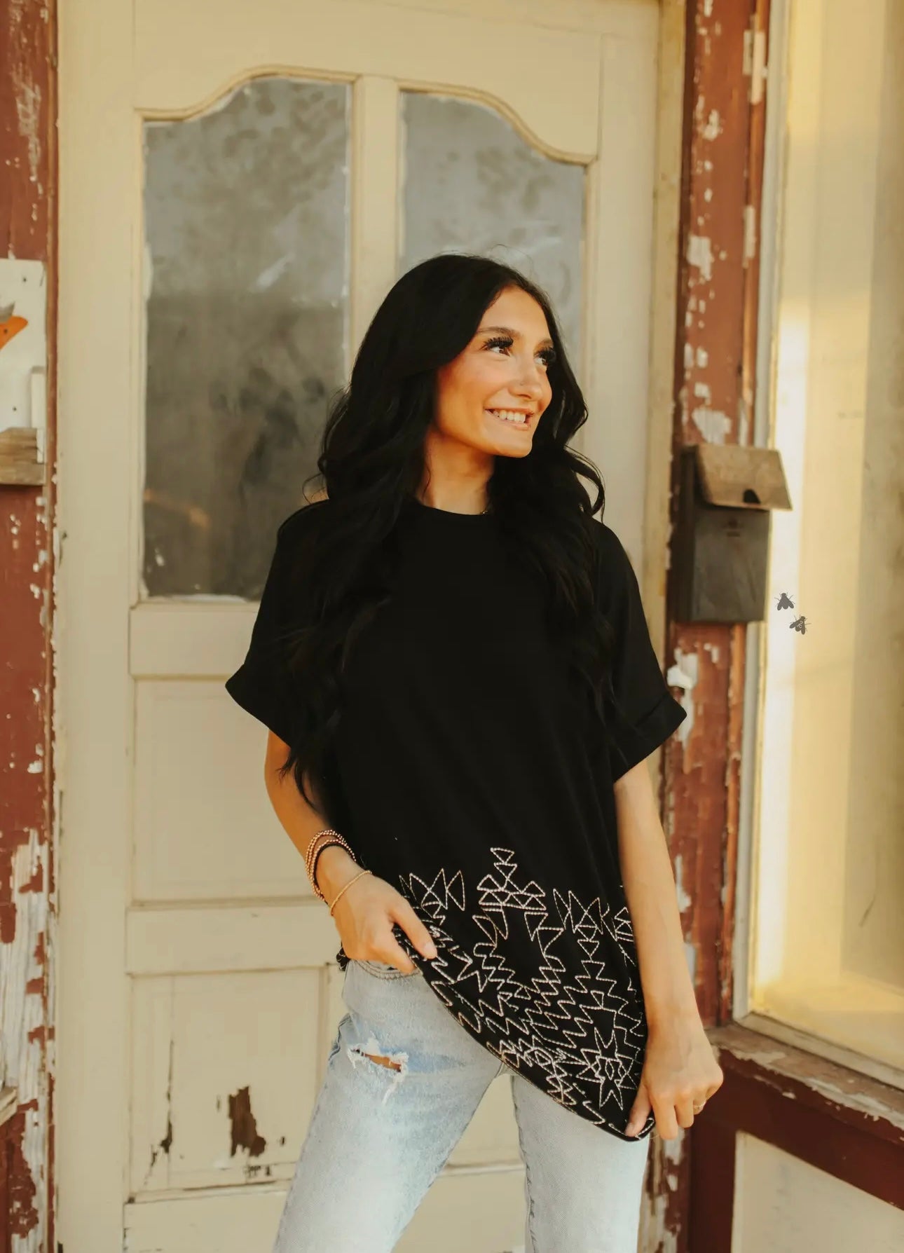 Stitch That Western Oversized Knit Tee