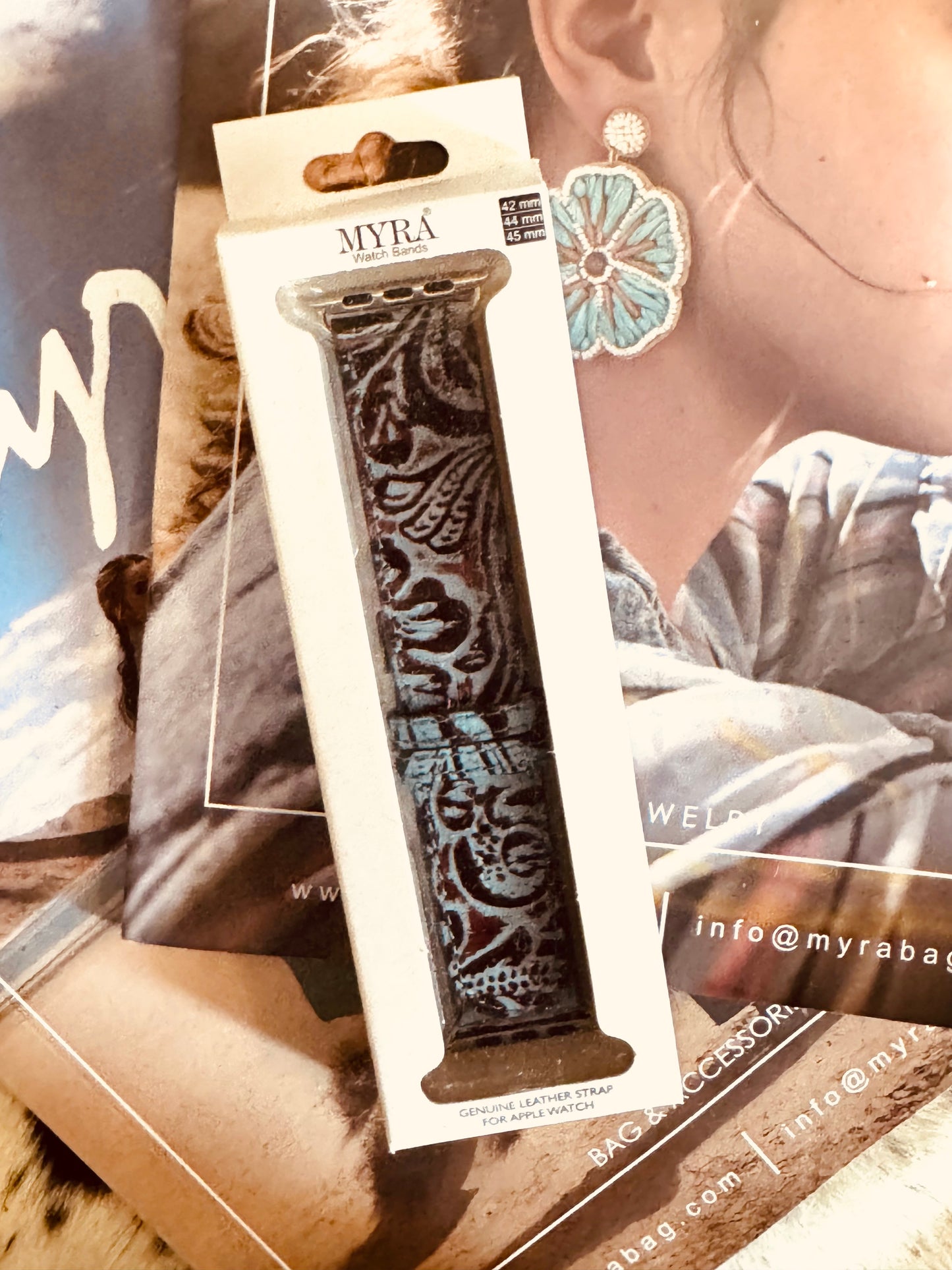 Myra Fister Turquoise Leather Watch Band 42mm-44mm