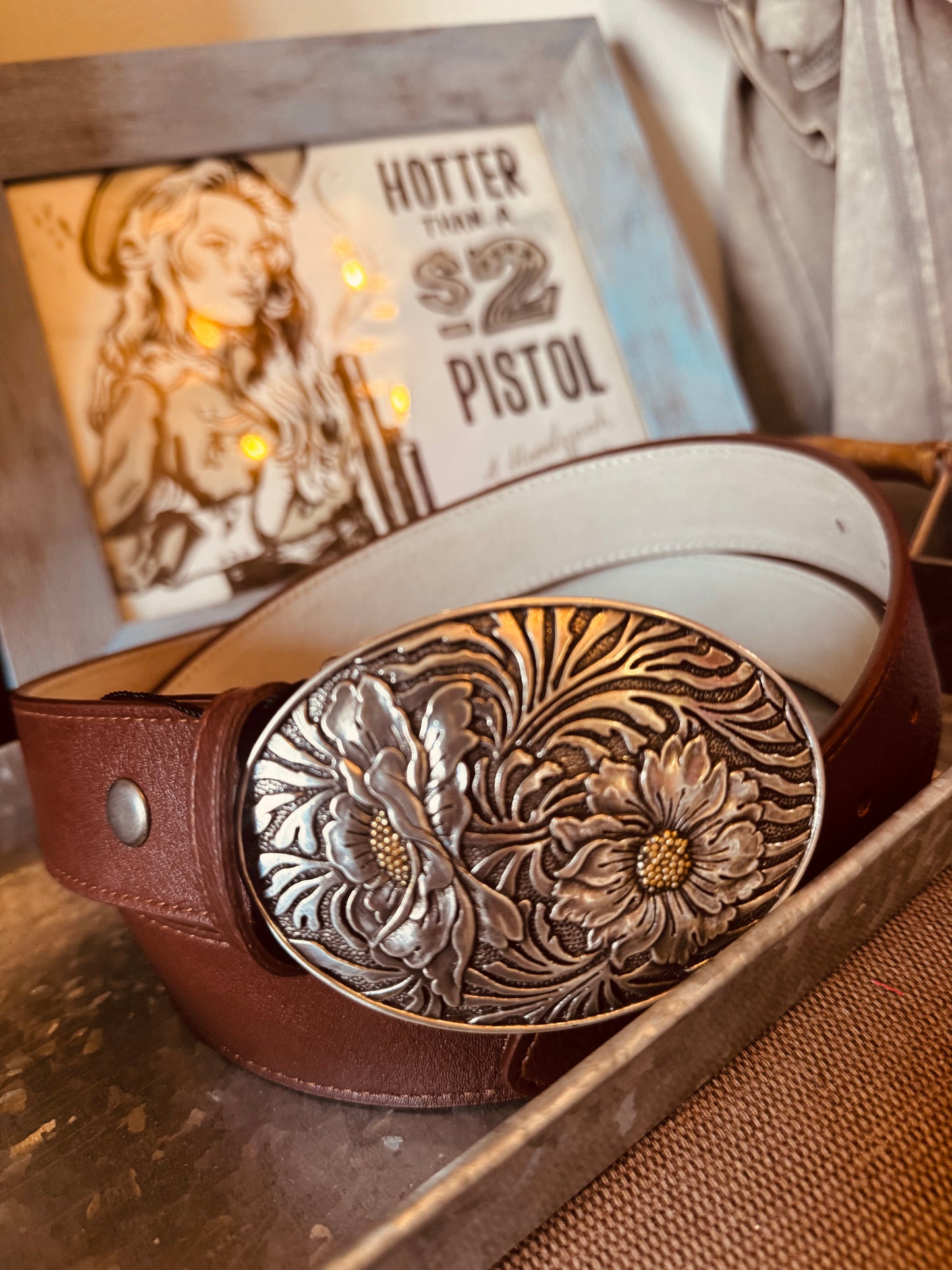 Plus Size Brown Leather Belt