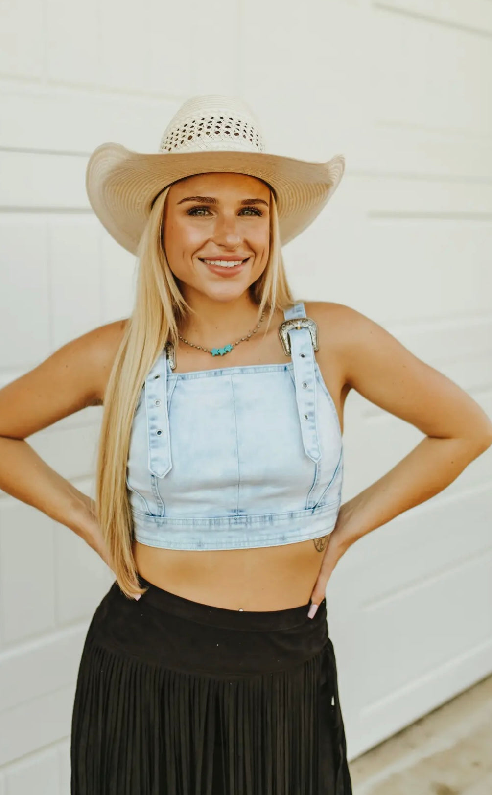 Buckle Up Buttercup Denim Crop