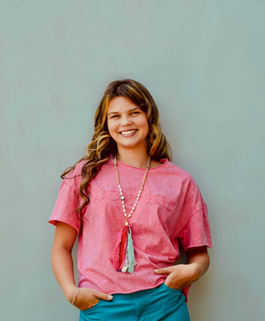 Cowgirl Mineral Wash Boxy Crop Tee