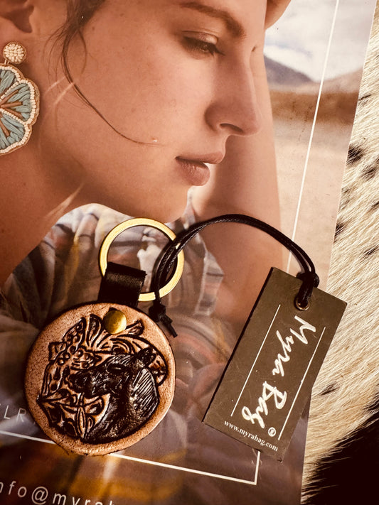 Myra Horse Hand-tooled Key Fob