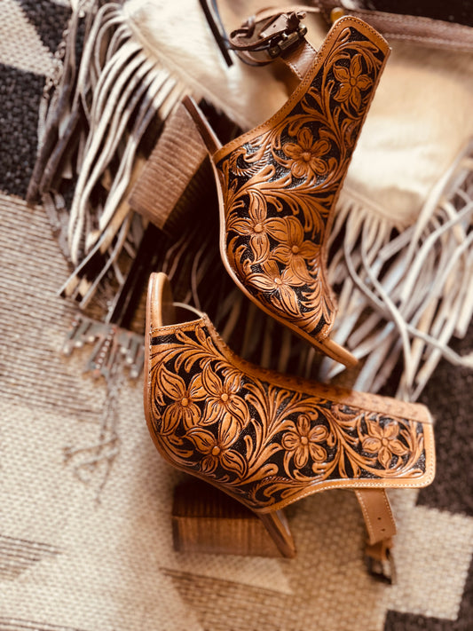 Myra Tooled Heels Size 6