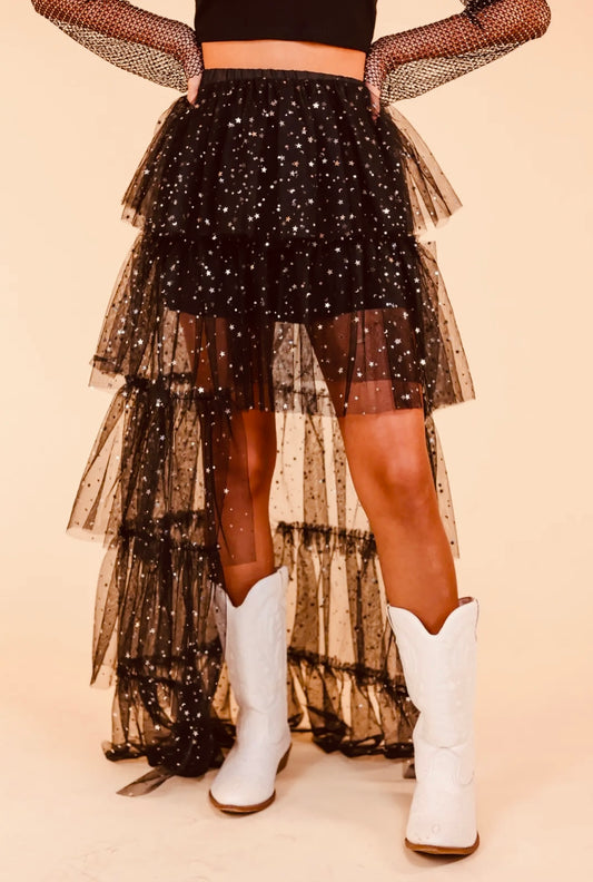 Katie Tulle High Low Skirt with Stars