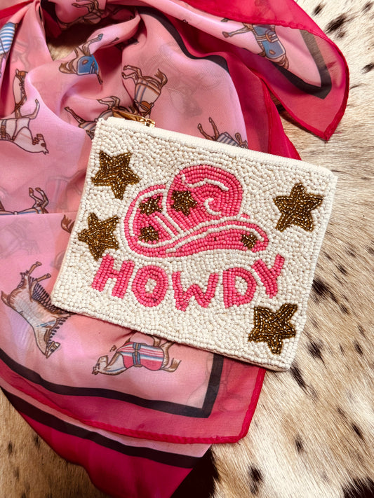 Howdy Hat Beaded Coin Purse